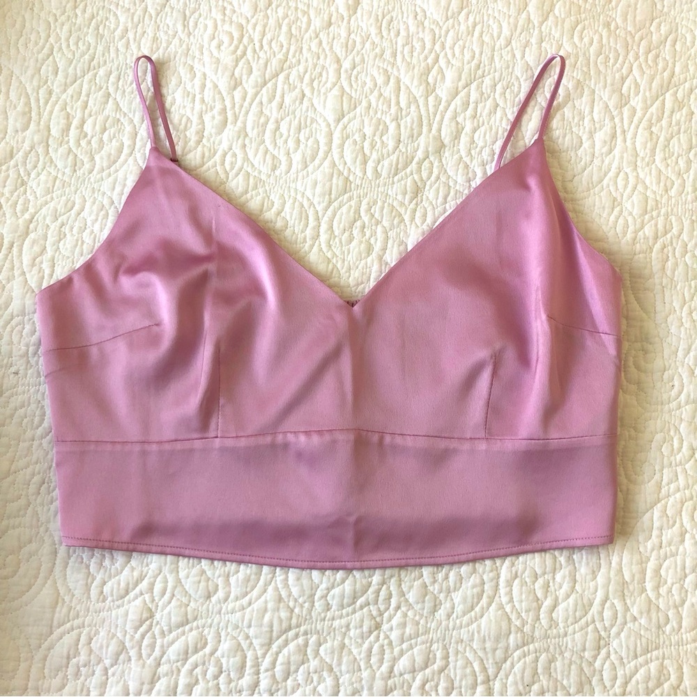 Abercrombie Cropped Pink Satin Cami/Top